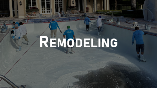 REMODELING-We can give your pool a facelift by replastering the finish with many brands from top of the line PebbleTec to Diamond Brite. We can install modern updated tile that can enhance the beauty of the pool with ceramic or even glass tile. We do not cut corners when renovating your pool as our reputation and pride is on the line on every job. We have been around for a long time and we will be around even longer down the road. If you want to have your pool done the proper way then we are the company you are looking for. EVERY step in the procedure of replastering of the pool is critical. From the prepping of the pool to waterproofing the inside to the application of the plaster to the fire up and balancing are all crucial in the process of doing thing the right way according to the manufacturer’s specs.      Check out the many choices that you have from the brands we trust. 