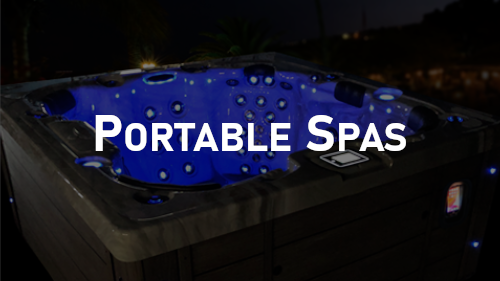 PORTABLE SPAS-We offer elegant top of the line portable spas. All of the spas that we sell included all the bells and whistles such as digital control interface w/Bluetooth, stereo and customizable LED lighting.